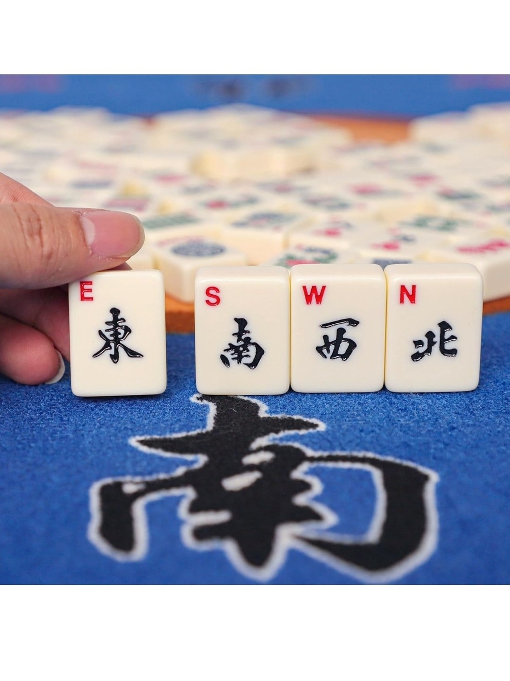 American Mahjong Tile Set with Pink and White Tiles And Blue Mat Set - Picture 9 of 16